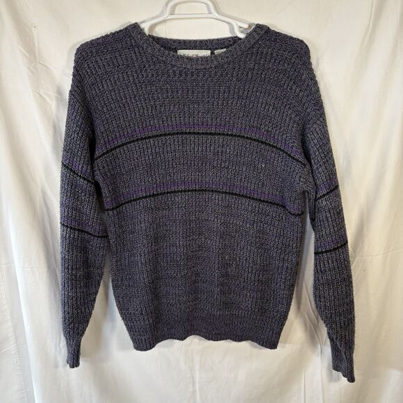 Vintage 90s Michael Gerald Purple/Gray Pullover Sweater 100% Acrylic Size Small - Picture 1 of 6